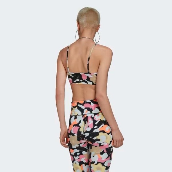 Adidas 2 piece Lycra pants shirt stretch yoga floral camo graphic running - Picture 2 of 12